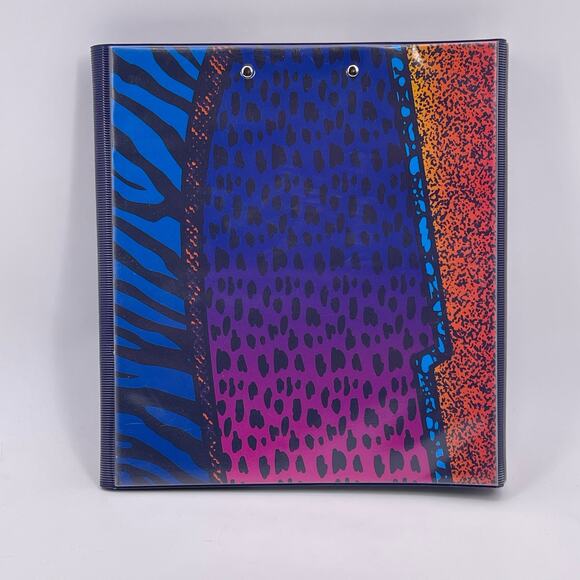 Mead Trapper Keeper 1" Binder 3 Ring Bright Animal Print Colorful Item X-539 - Picture 2 of 8